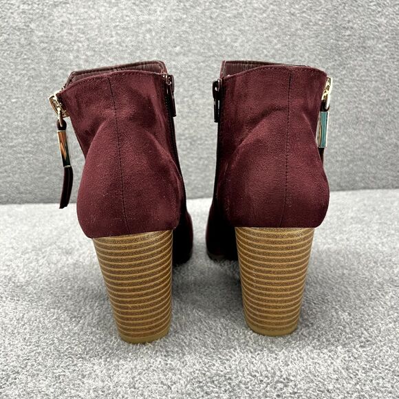 Apt 9 Boots Womens 5.5 Med Burgundy Red Wine Maroon Booties Block Heels - Picture 8 of 14